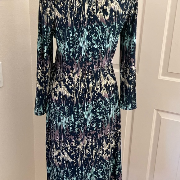 BCBG NWT Adele Wrap Dress - knee length. navy multi. - Picture 3 of 6